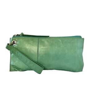 HOBO Vida Aqua Blue Leather Wristlet Bag